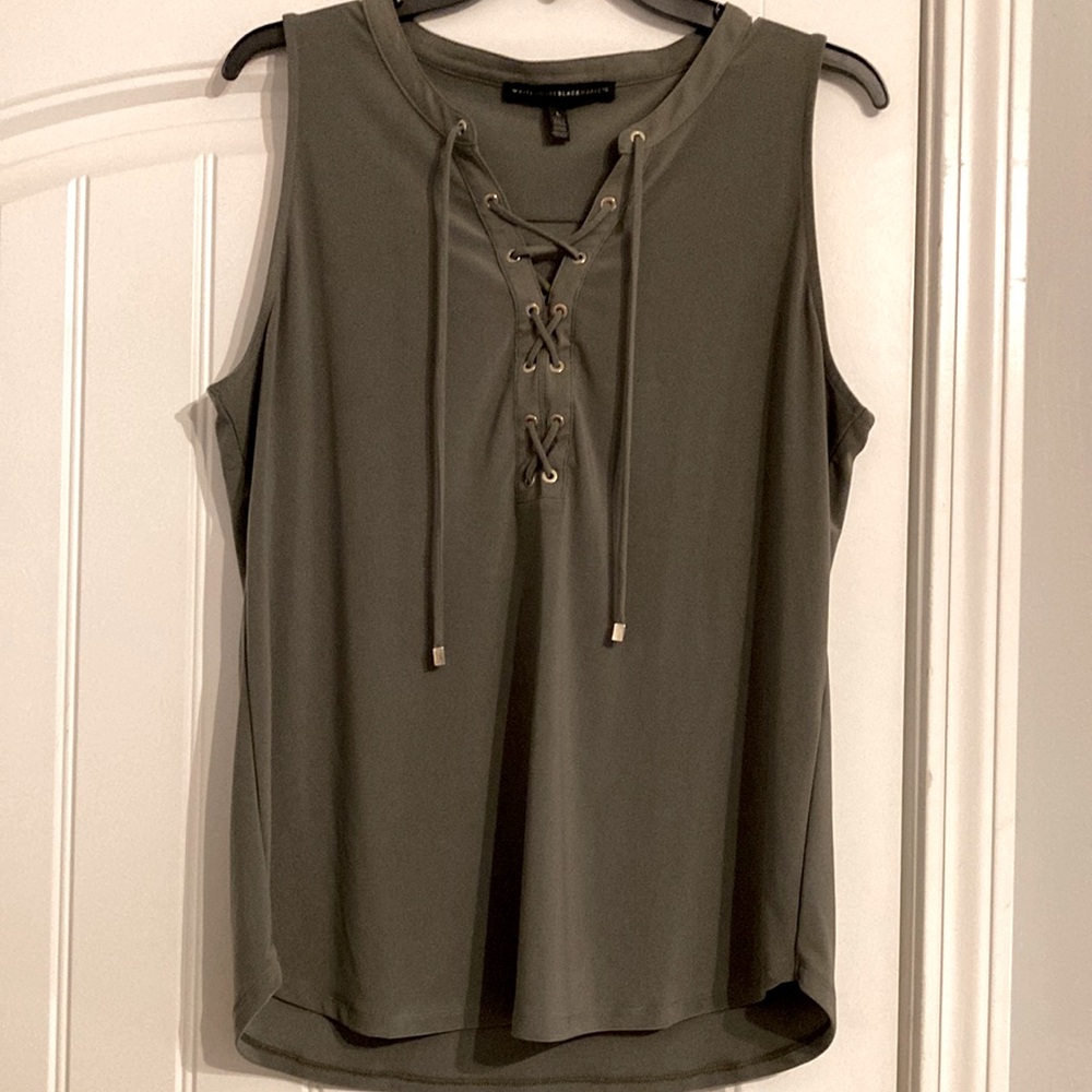WhiteHouse Black Market Olive Green Sleeveless  top